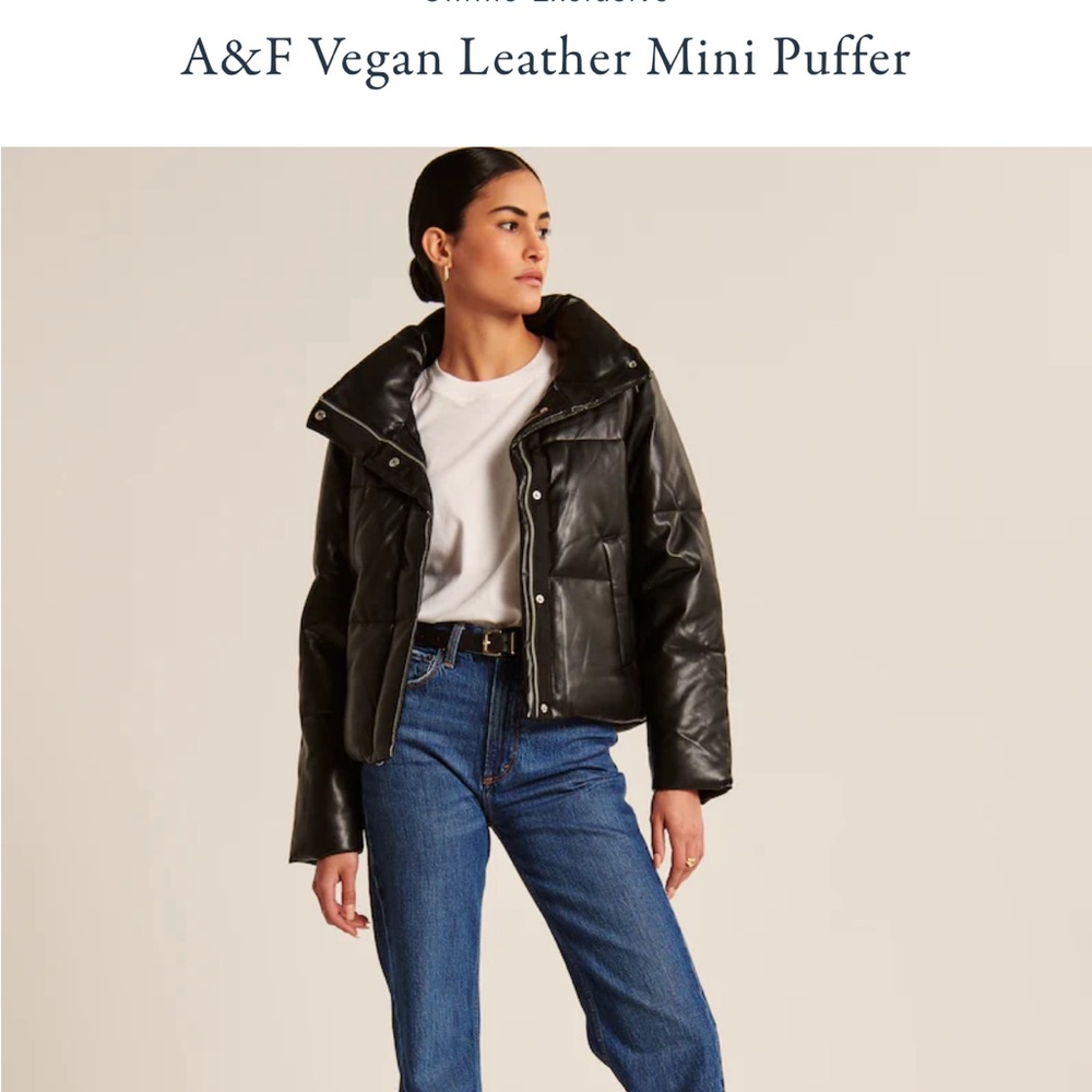 A&F Vegan Leather Mini Puffer